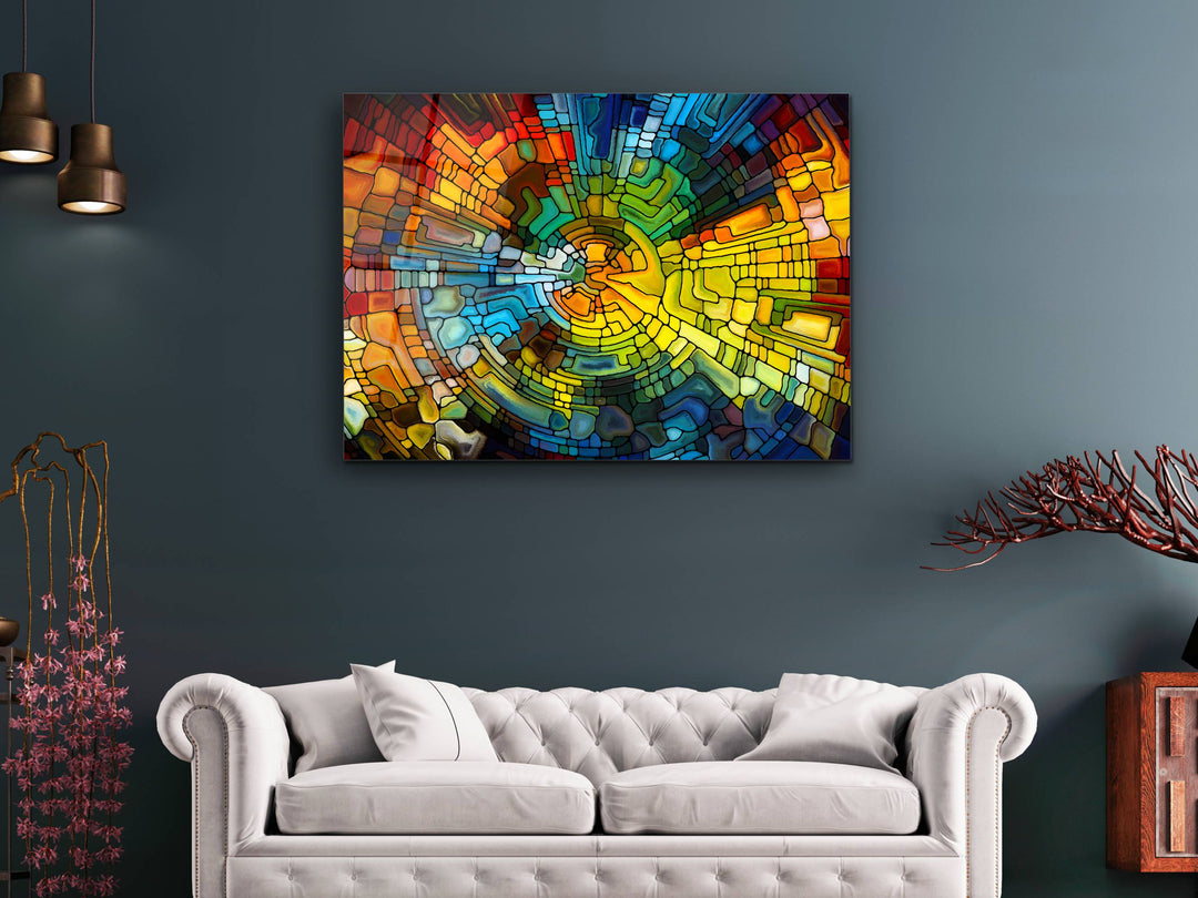 Abstract Stained Glass Pattern Wall Art-Home Office Wall Painting Decor Panel