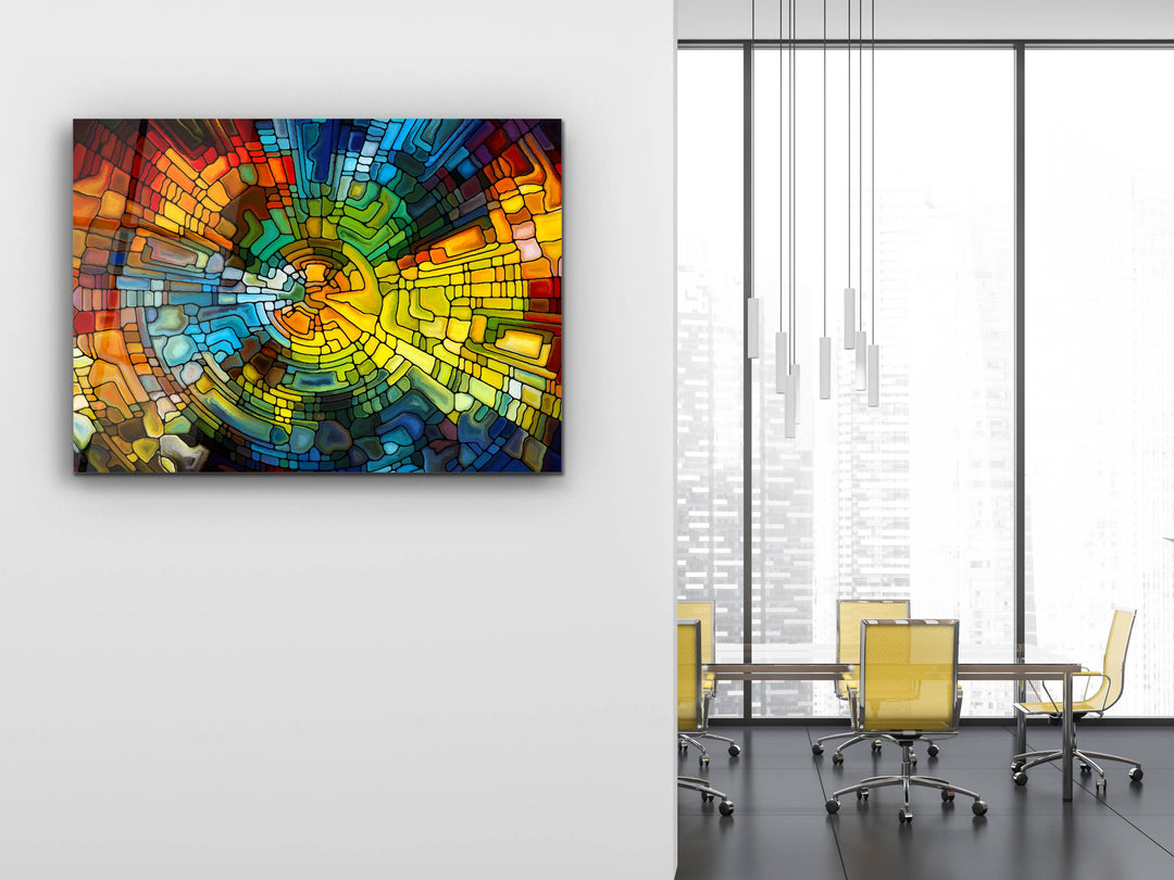 Abstract Stained Glass Pattern Wall Art-Home Office Wall Painting Decor Panel