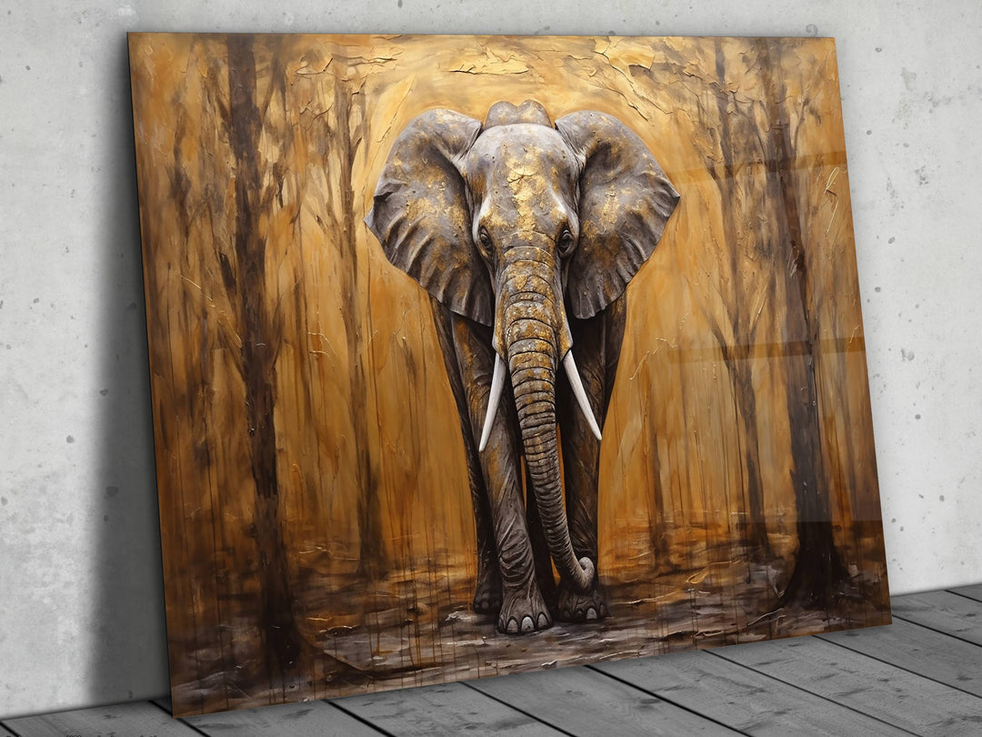 Elephant Glass Printing Wall Art - Glass Wall Decor