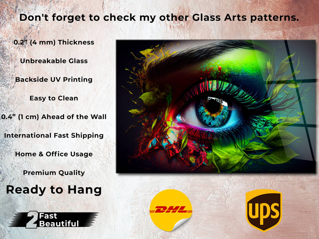 Colorful Eyes Glass Printing Wall Art - Modern Glass Wall Decor