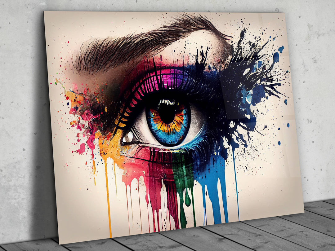 Colorful Eyes Glass Printing Wall Art - Modern Glass Wall Decor