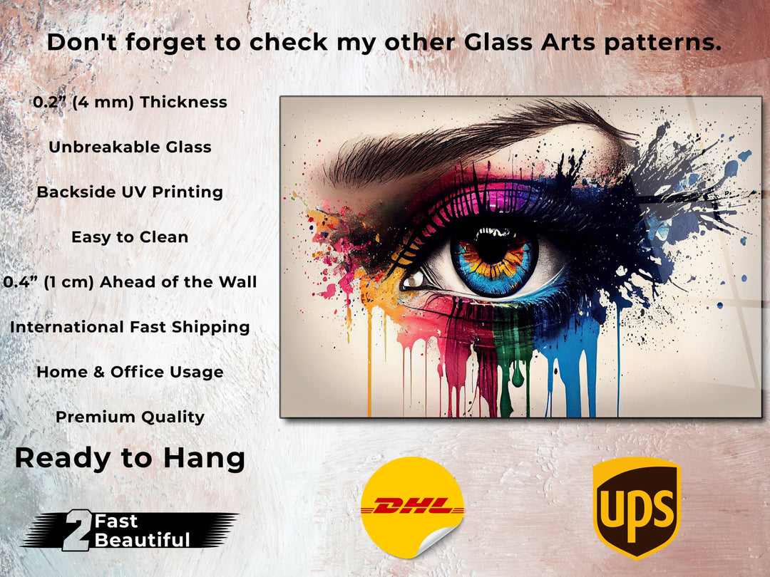 Colorful Eyes Glass Printing Wall Art - Modern Glass Wall Decor