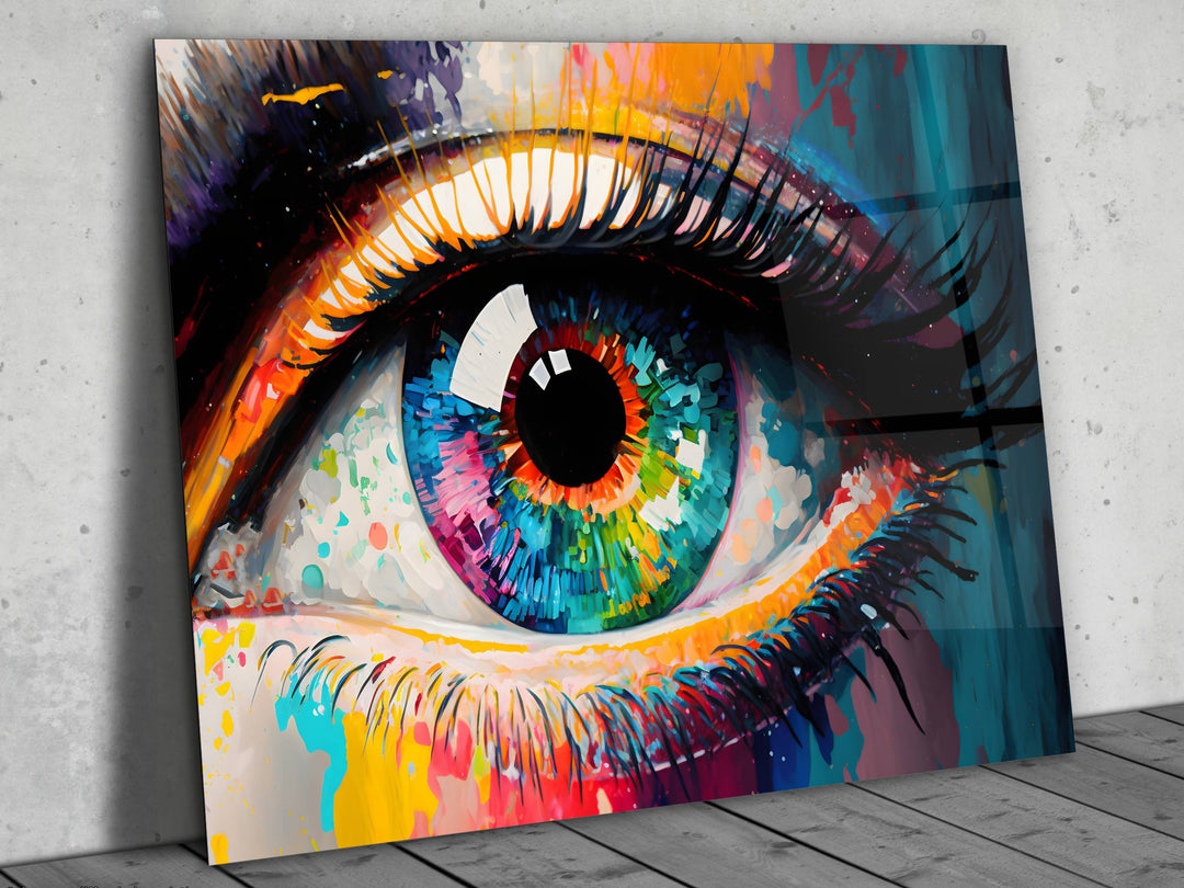 Colorful Eyes Glass Printing Wall Art - Modern Glass Wall Decor