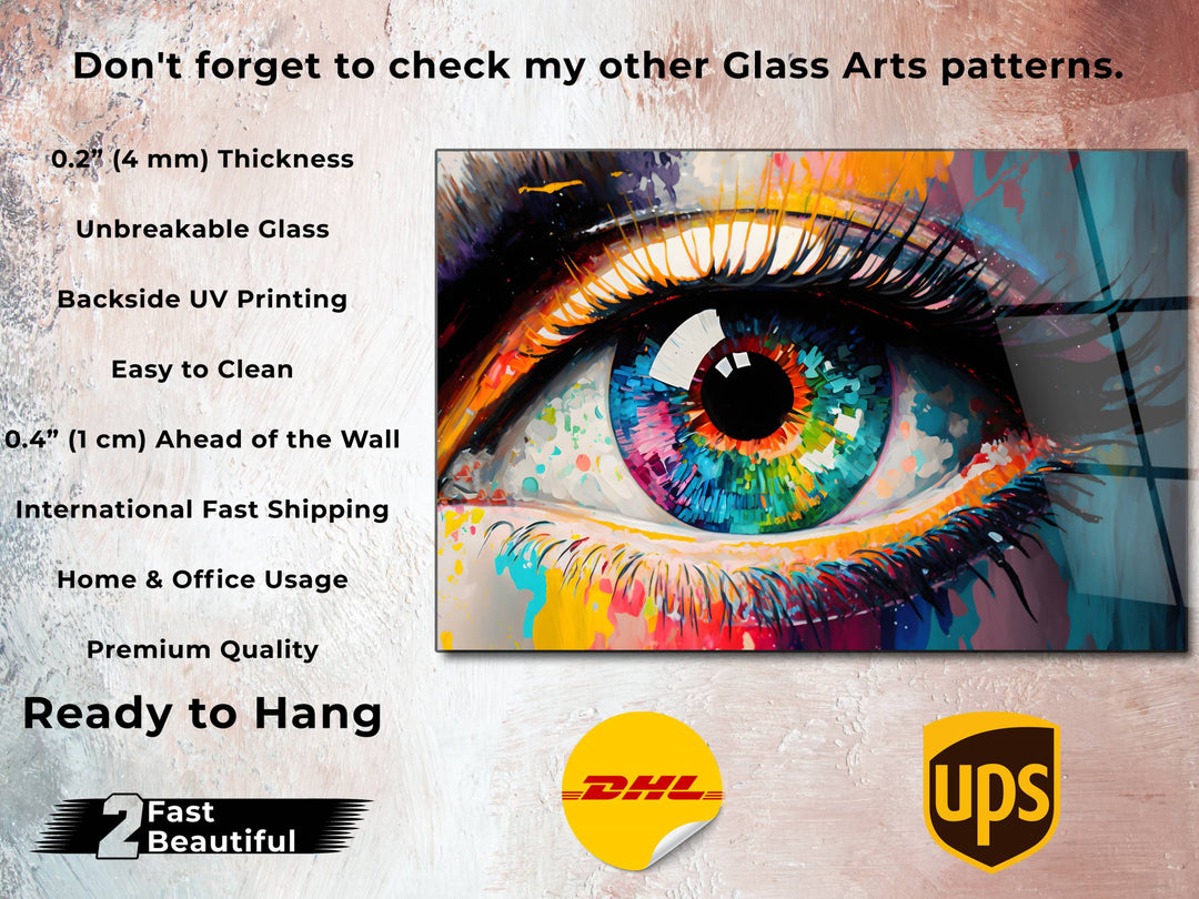 Colorful Eyes Glass Printing Wall Art - Modern Glass Wall Decor