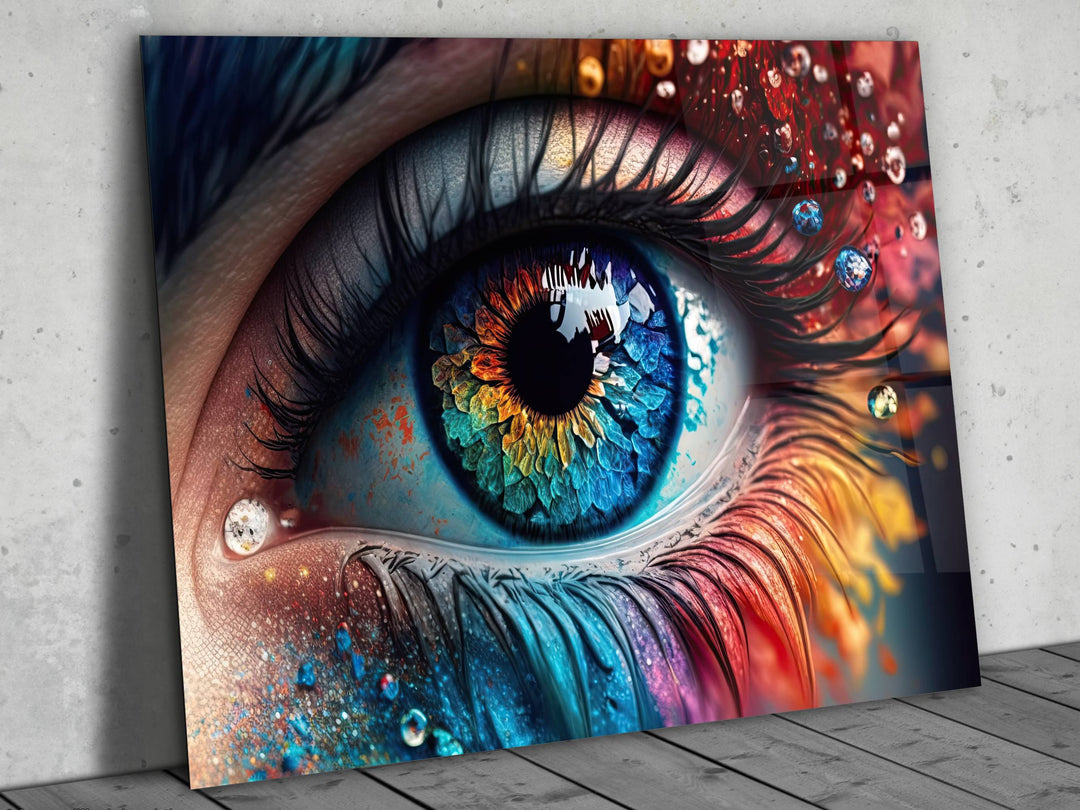 Colorful Eyes Glass Printing Wall Art - Modern Glass Wall Decor