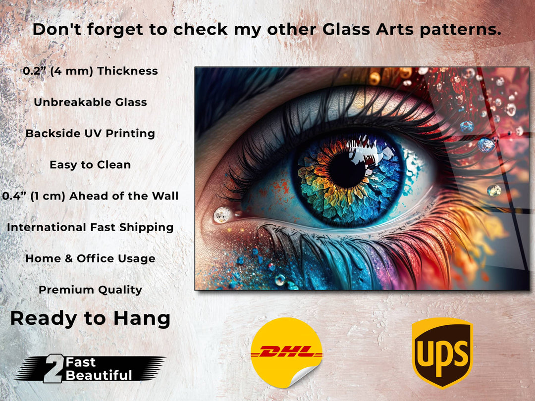 Colorful Eyes Glass Printing Wall Art - Modern Glass Wall Decor