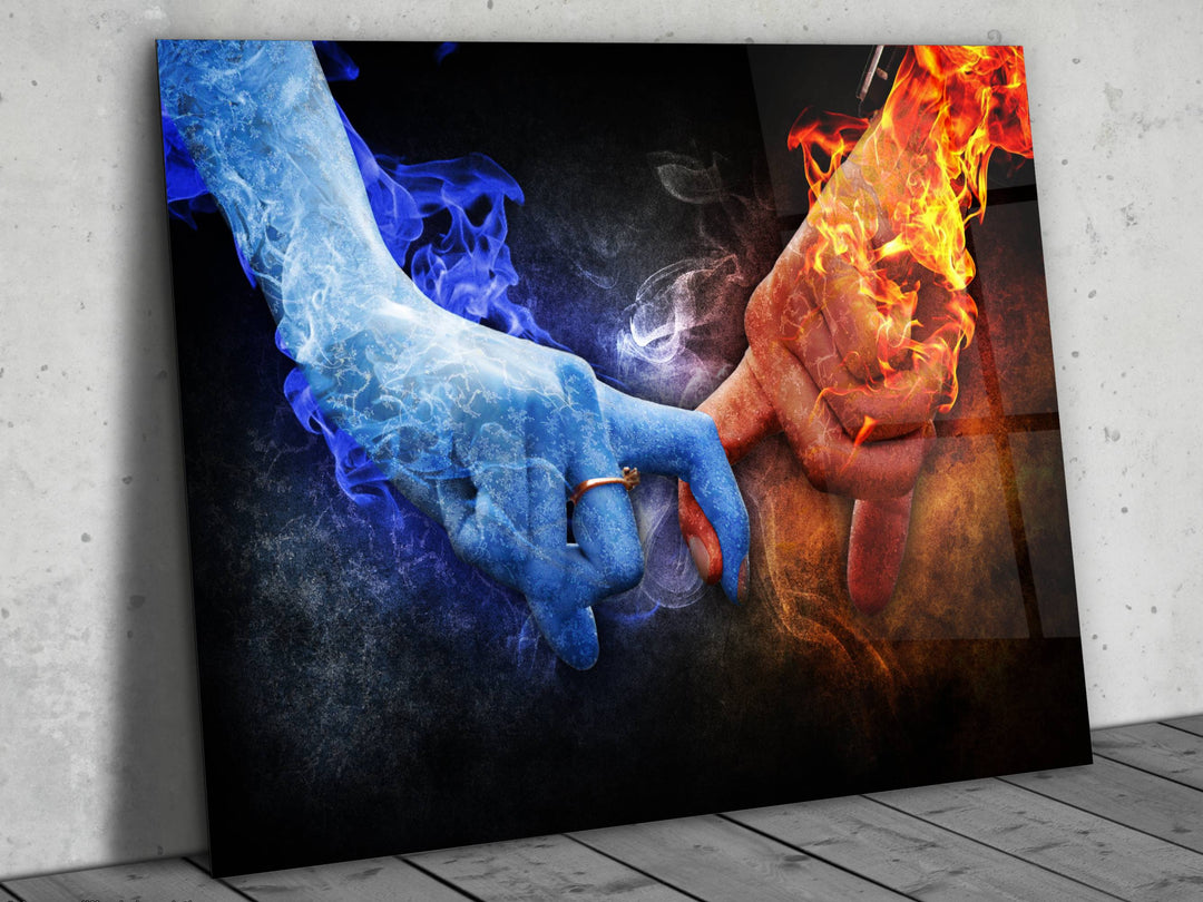 Fire and Water Love Glass Printing Wall Art-Home Office Wall Decor