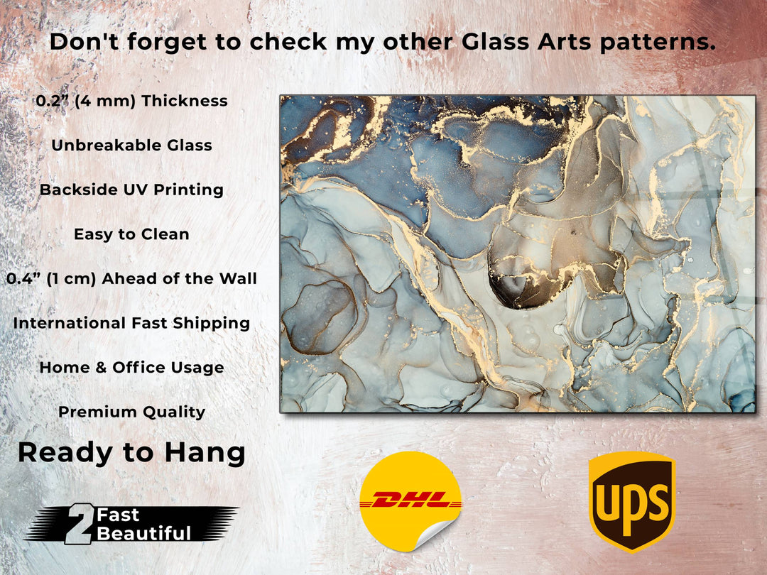 Abstract Marble Pattern Glass Printing Wall Art- Home&Office Wall Decor