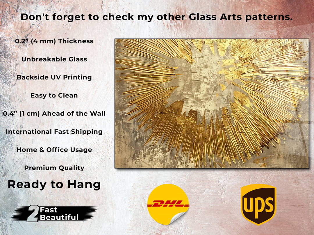 Abstract Gold Glass Printing Wall Art - Home&Office Wall Decor