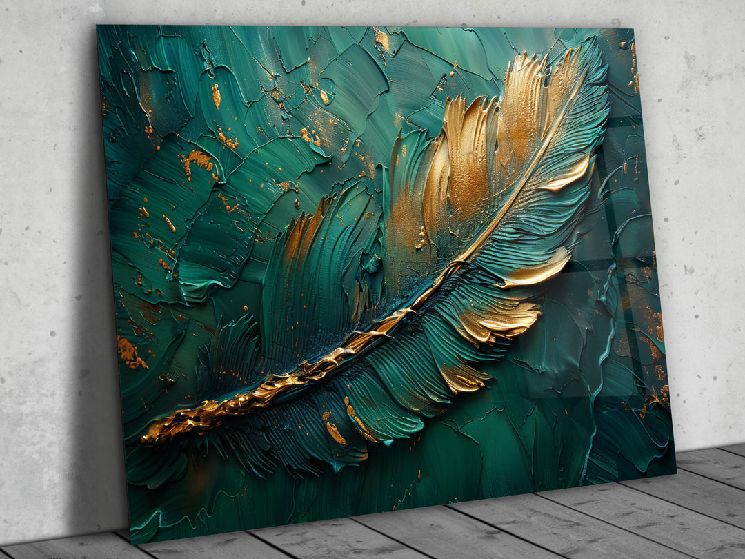 Abstract Green Gold Floral Glass Printing Wall Art-Home&Office Wall Decor