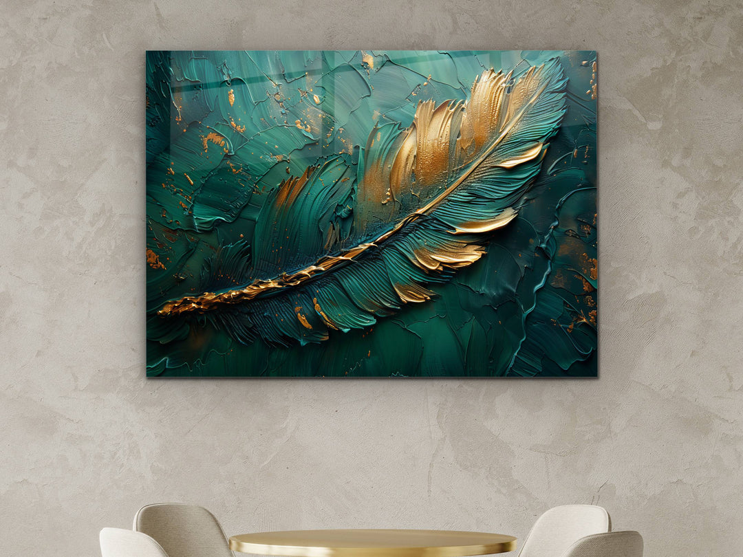 Abstract Green Gold Floral Glass Printing Wall Art-Home&Office Wall Decor