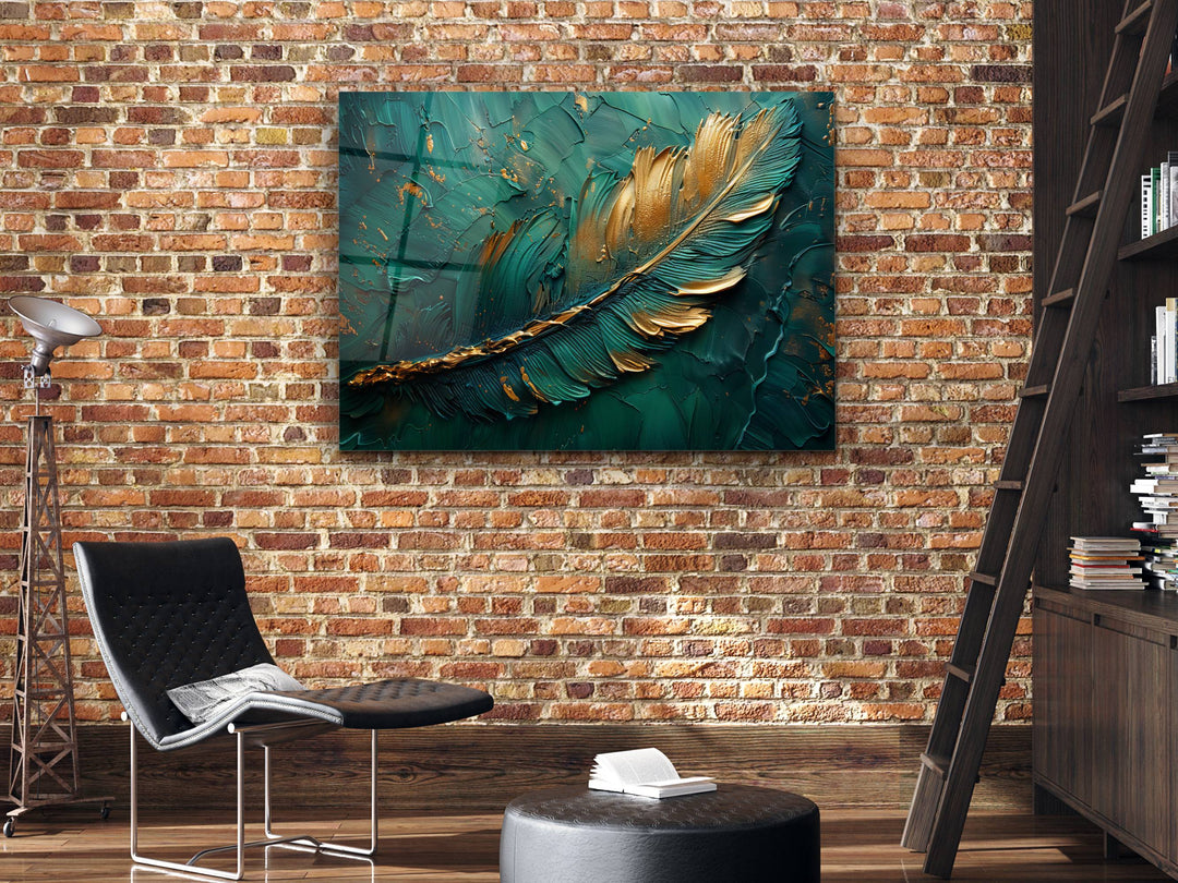 Abstract Green Gold Floral Glass Printing Wall Art-Home&Office Wall Decor