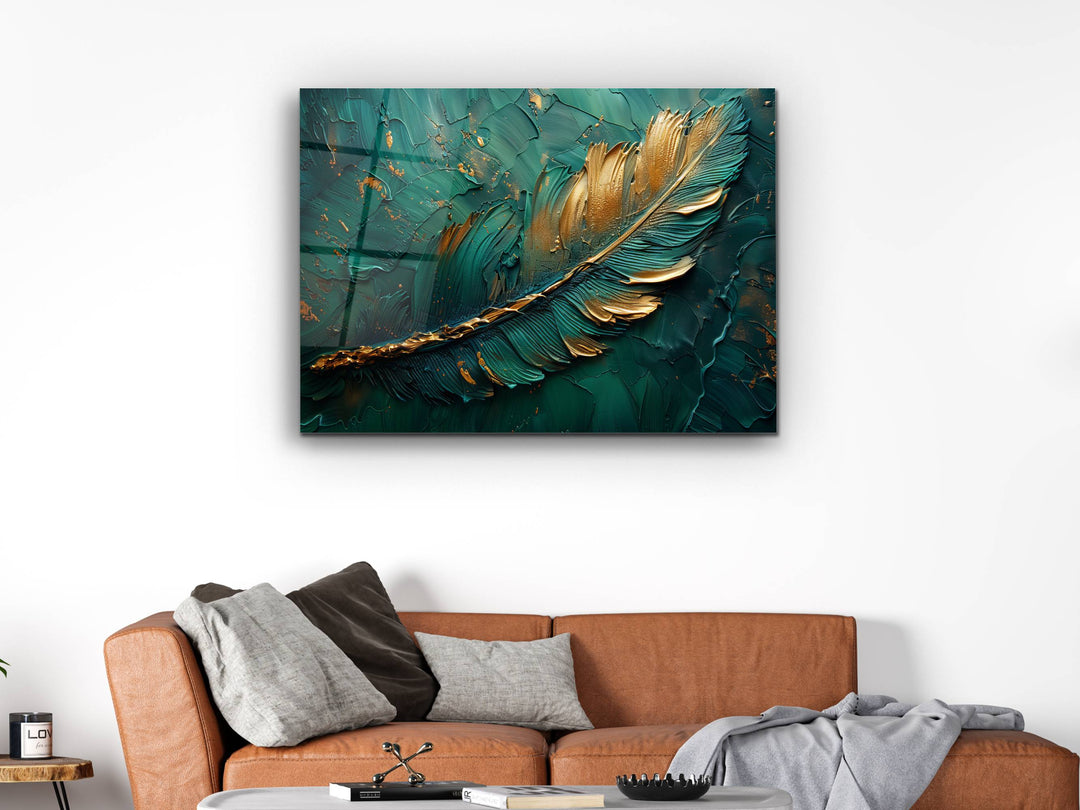 Abstract Green Gold Floral Glass Printing Wall Art-Home&Office Wall Decor