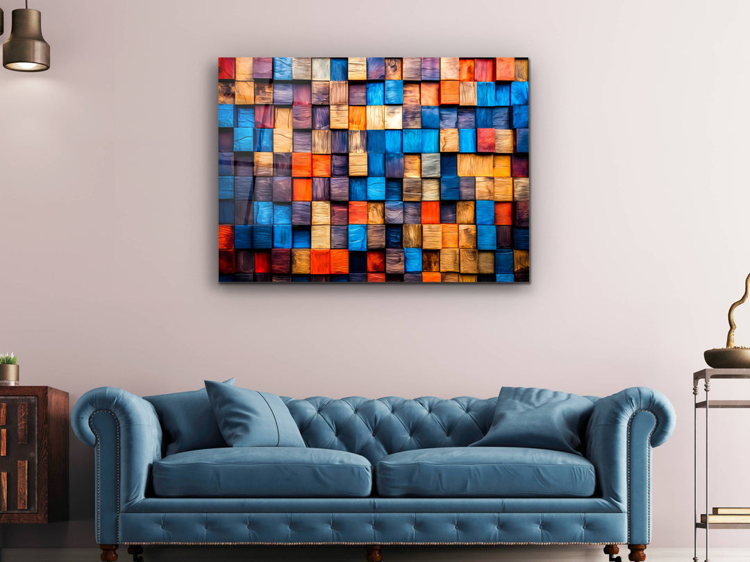 Abstract Colorful Wooden Pattern Glass Printing Wall Art- Home&Office Wall Decor