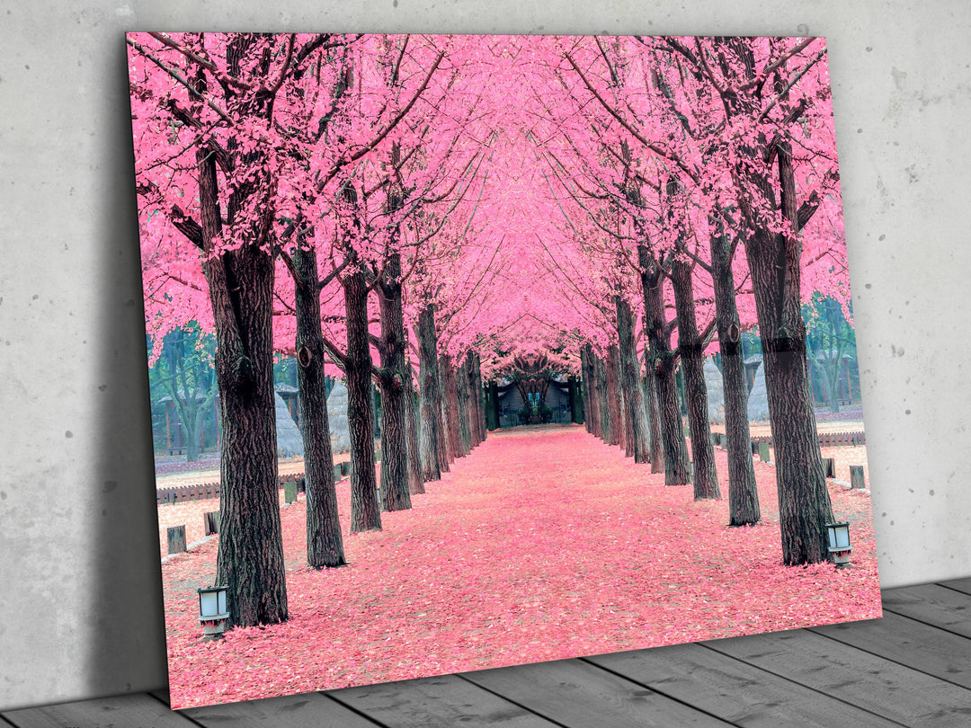 Landscape Pink Tree Glass Printing Wall Art - Home&Office Wall Decor