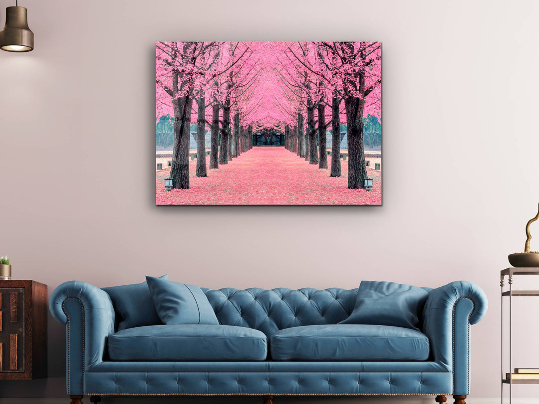 Landscape Pink Tree Glass Printing Wall Art - Home&Office Wall Decor