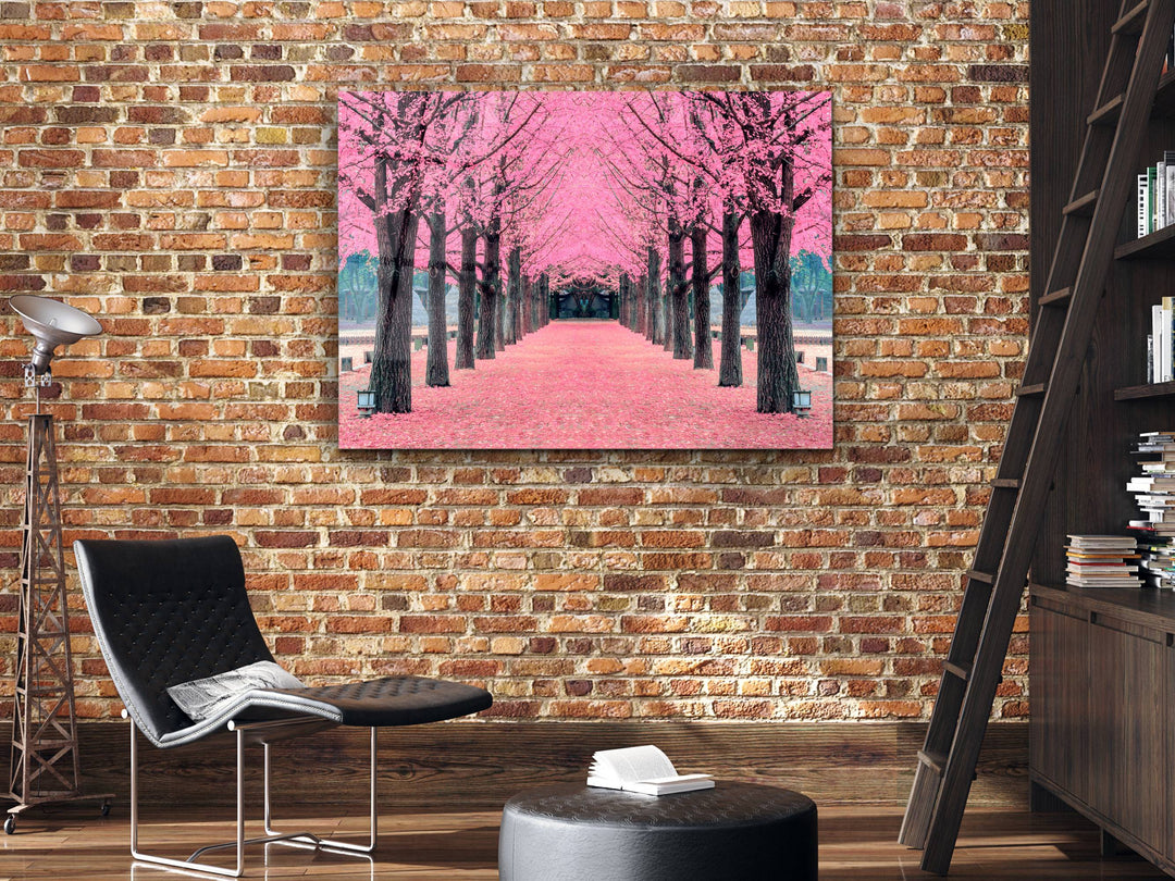 Landscape Pink Tree Glass Printing Wall Art - Home&Office Wall Decor