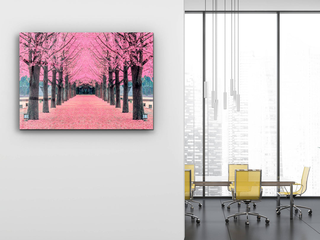 Landscape Pink Tree Glass Printing Wall Art - Home&Office Wall Decor