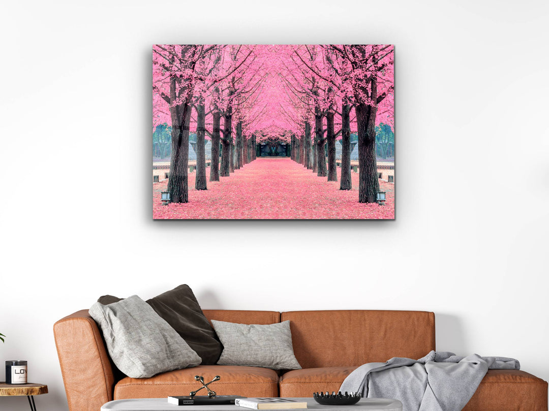 Landscape Pink Tree Glass Printing Wall Art - Home&Office Wall Decor