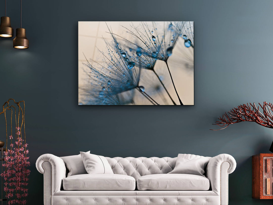 Abstract Dandelion  Glass Printing Wall Art - Modern Glass Wall Decor