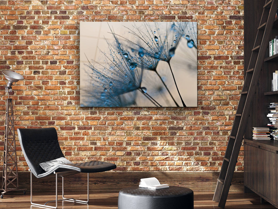 Abstract Dandelion  Glass Printing Wall Art - Modern Glass Wall Decor