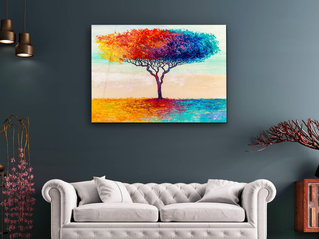 Abstract Watercolor Tree Glass Printing Wall Art- Home&Office Wall Decor