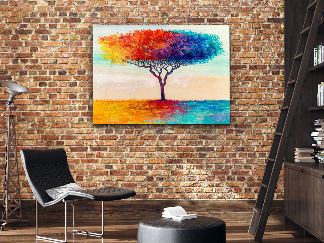 Abstract Watercolor Tree Glass Printing Wall Art- Home&Office Wall Decor