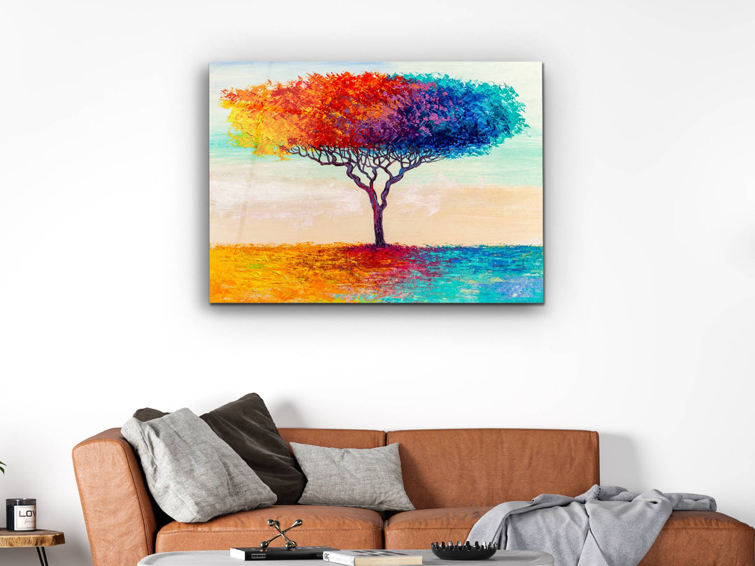 Abstract Watercolor Tree Glass Printing Wall Art- Home&Office Wall Decor