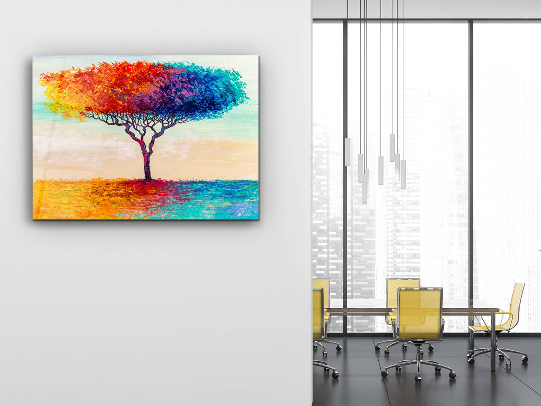 Abstract Watercolor Tree Glass Printing Wall Art- Home&Office Wall Decor