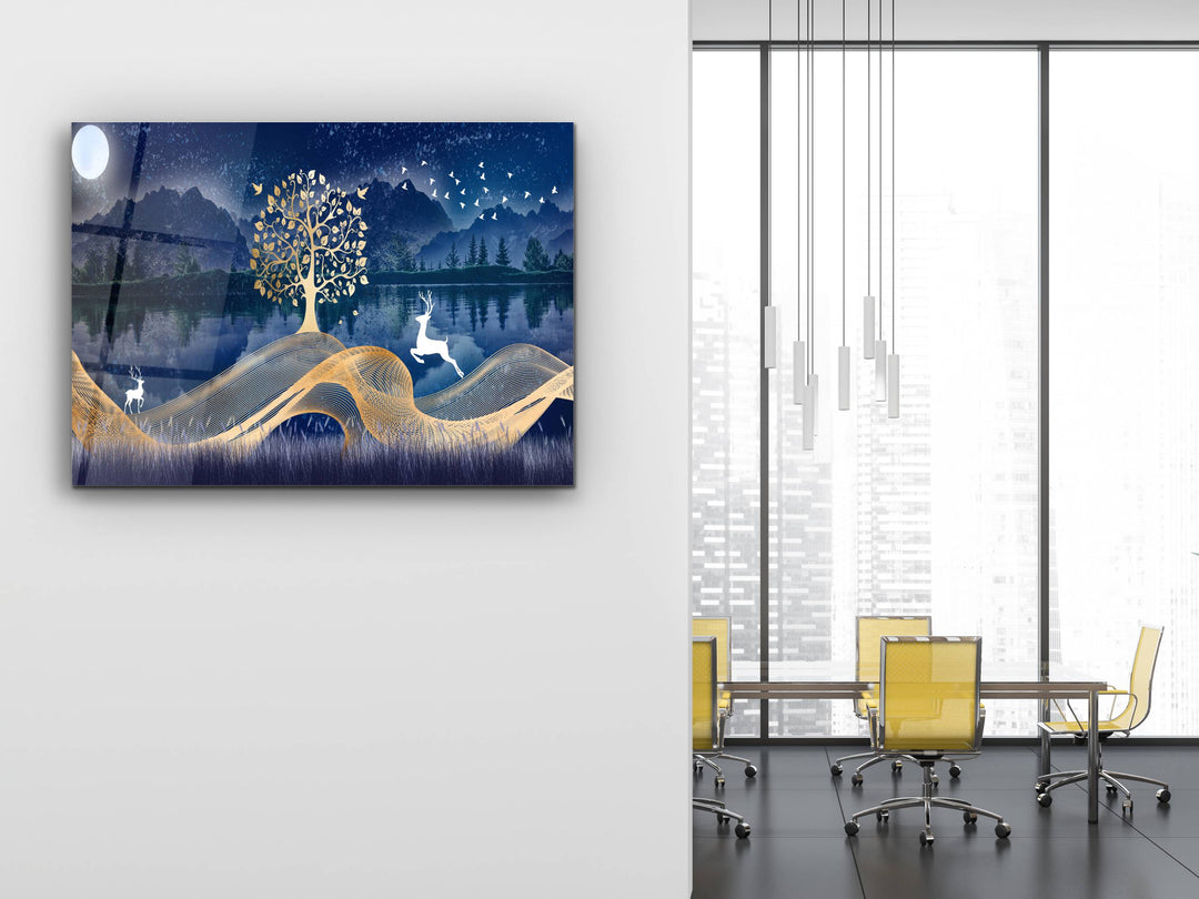 Abstract Landscape Glass Printing Wall Art - Modern Home&Office Wall Decor