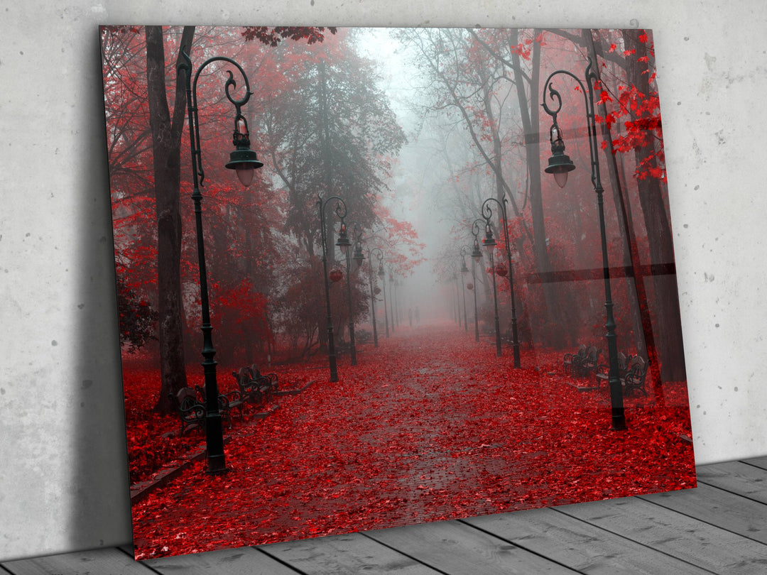 Red Forest Glass Printing Wall Art-Home Office Wall Painting Decoration