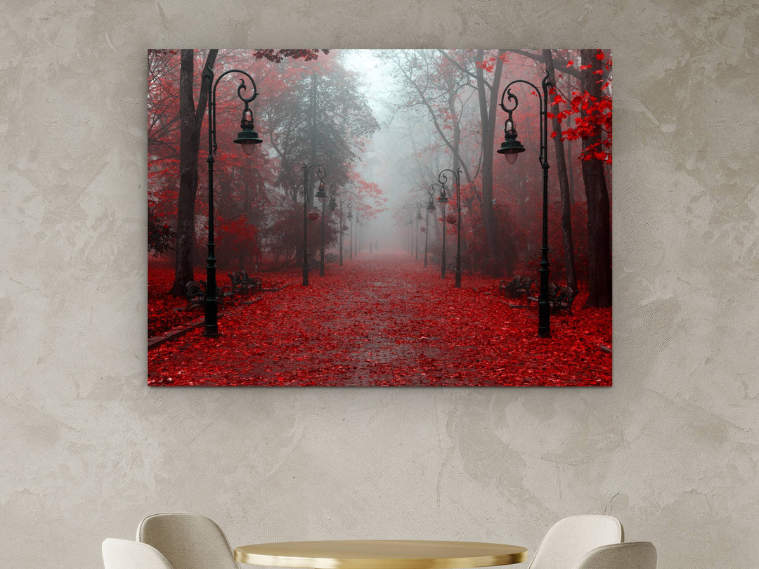 Red Forest Glass Printing Wall Art-Home Office Wall Painting Decoration