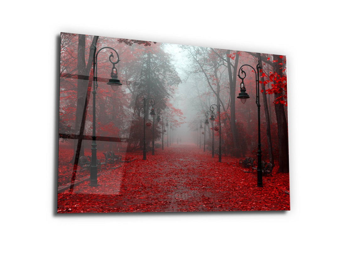 Red Forest Glass Printing Wall Art-Home Office Wall Painting Decoration