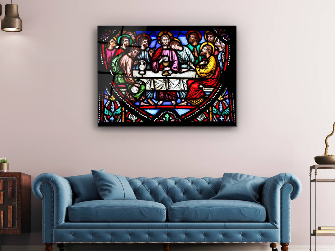 Last Supper Stained Glass Pattern Glass Printing Wall Art - Religious Glass Wall Decor