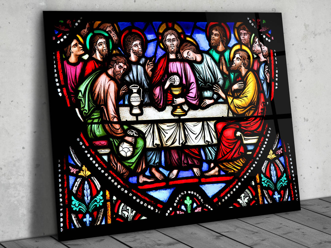 Last Supper Stained Glass Pattern Glass Printing Wall Art - Religious Glass Wall Decor