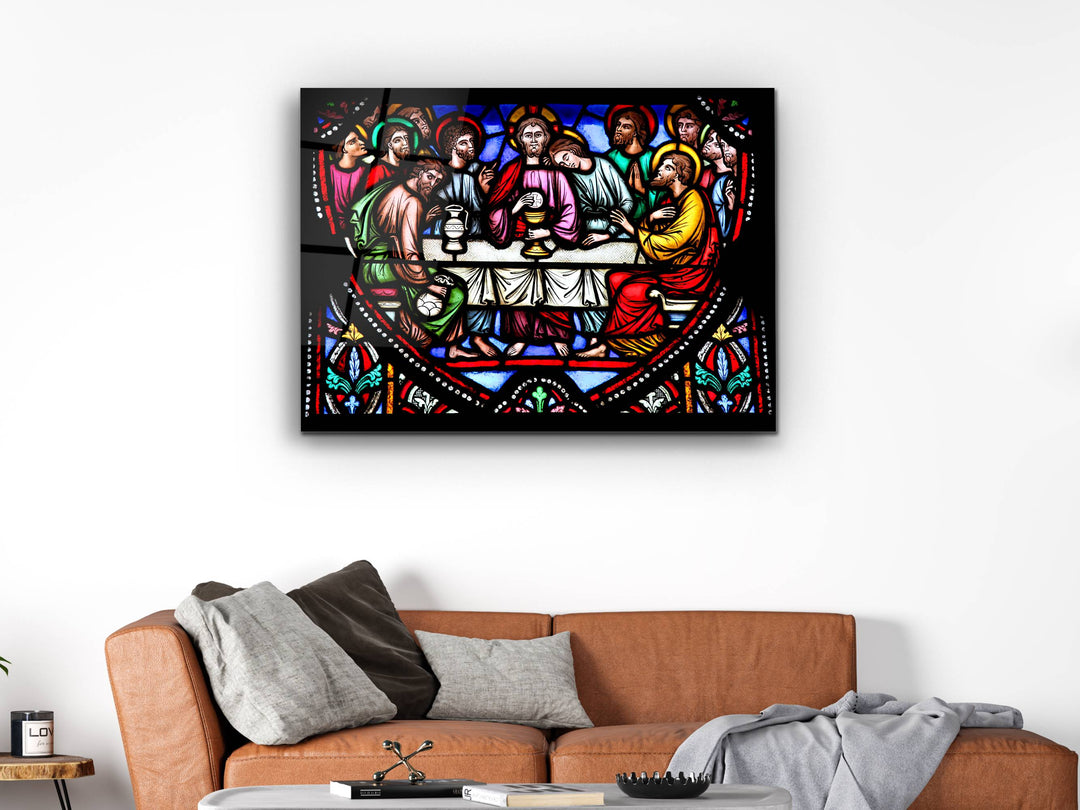 Last Supper Stained Glass Pattern Glass Printing Wall Art - Religious Glass Wall Decor