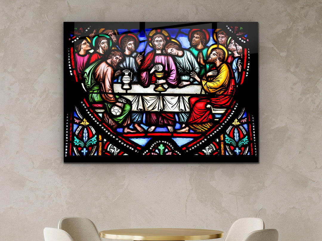 Last Supper Stained Glass Pattern Glass Printing Wall Art - Religious Glass Wall Decor