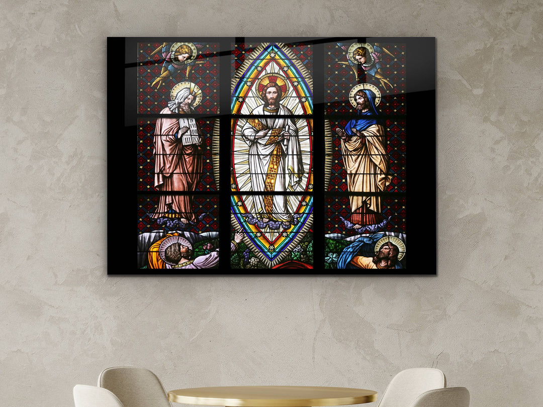 Jesus Christ Stained Glass Pattern Glass Printing Wall Art - Religious Glass Wall Decor