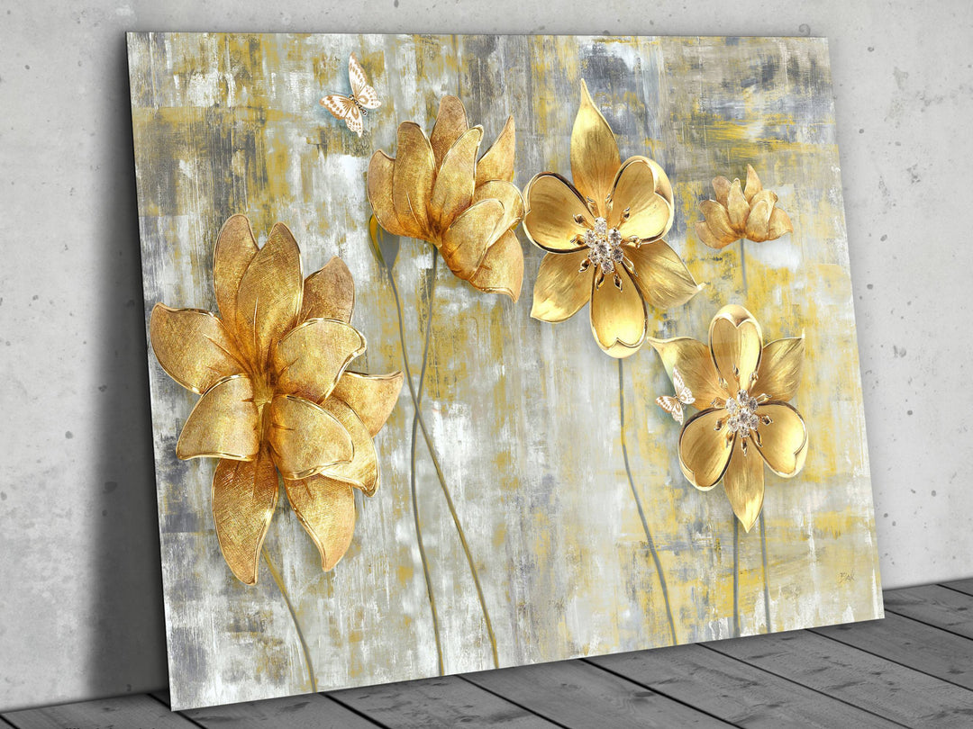 Abstract Floral Glass Printing Wall Art-Home Office Wall Painting Decor