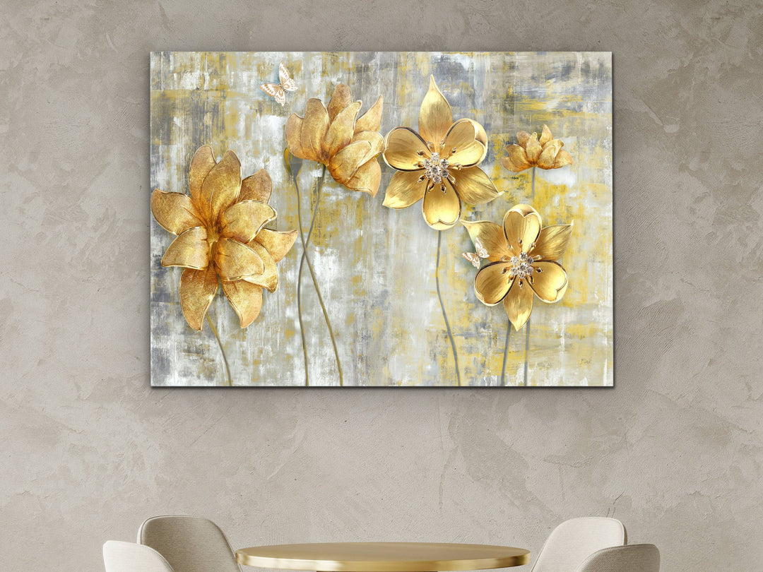 Abstract Floral Glass Printing Wall Art-Home Office Wall Painting Decor