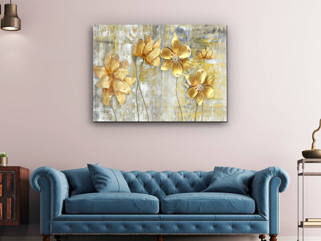 Abstract Floral Glass Printing Wall Art-Home Office Wall Painting Decor