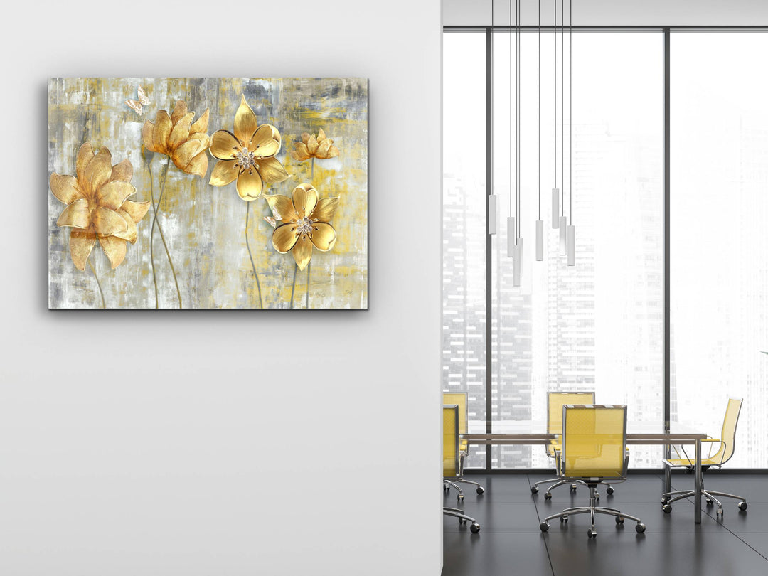 Abstract Floral Glass Printing Wall Art-Home Office Wall Painting Decor