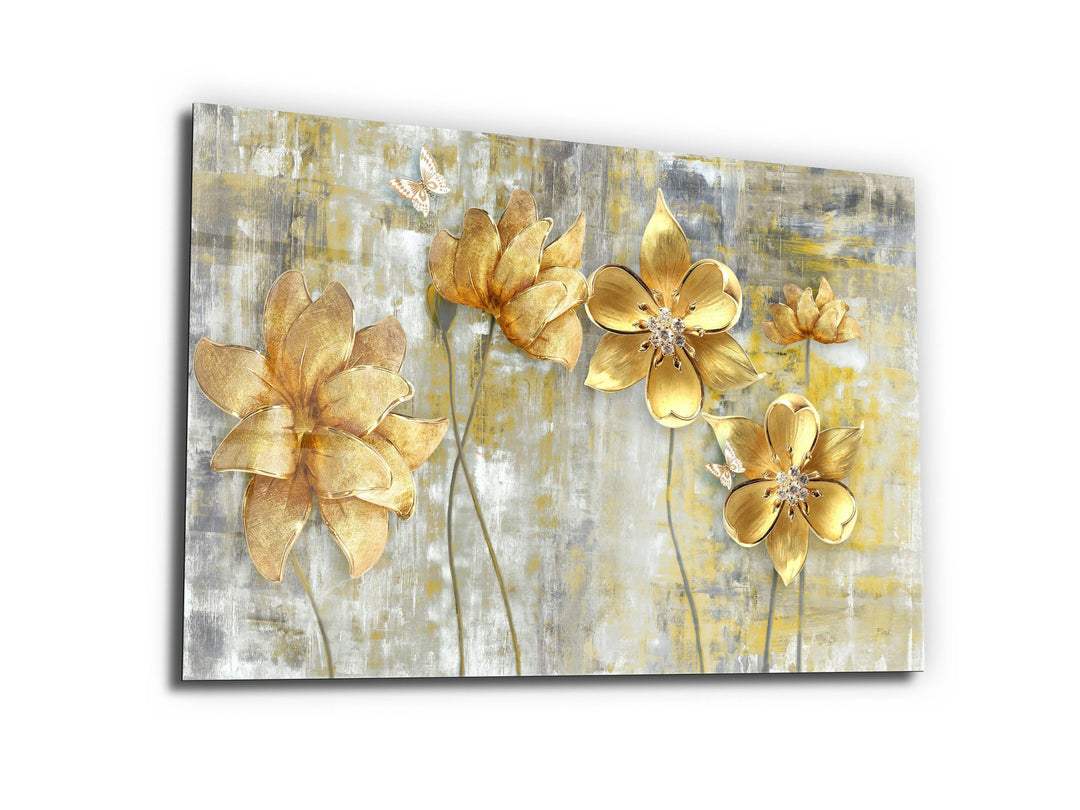 Abstract Floral Glass Printing Wall Art-Home Office Wall Painting Decor