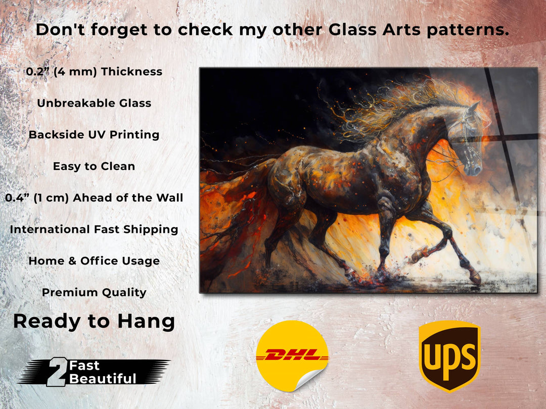 Horse Glass Printing Wall Art - Modern Glass Wall Decor