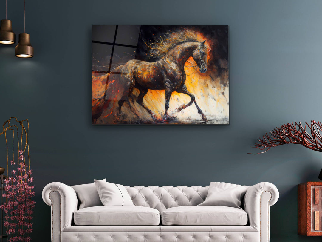 Horse Glass Printing Wall Art - Modern Glass Wall Decor