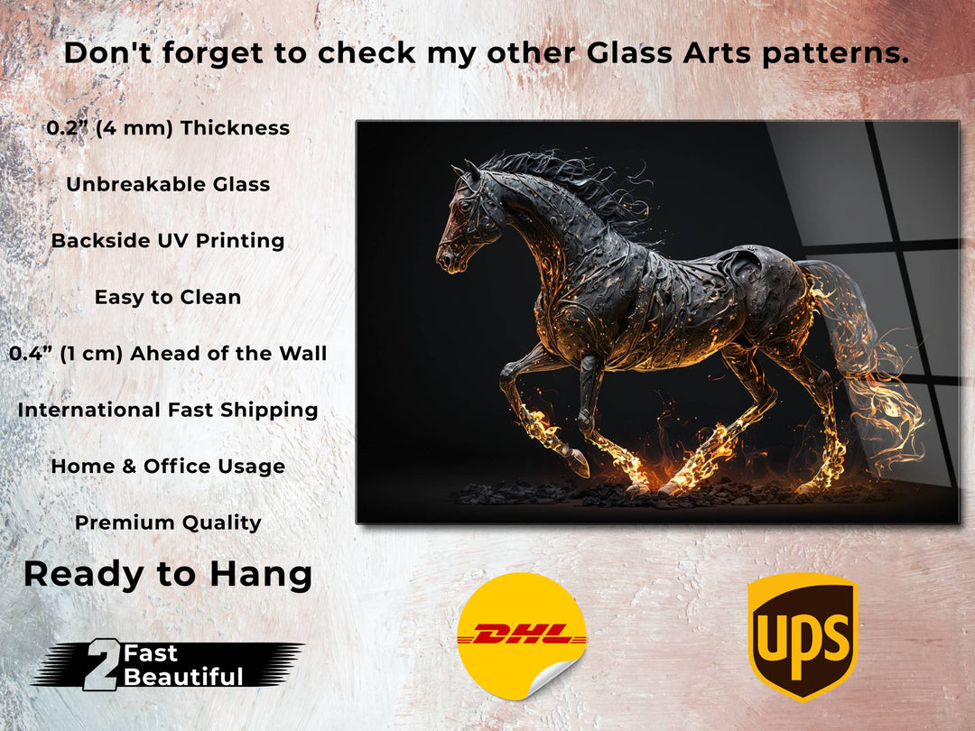 Horse Glass Printing Wall Art - Modern Glass Wall Decor