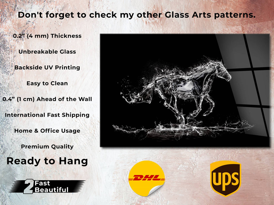 Horse Glass Printing Wall Art - Modern Glass Wall Decor