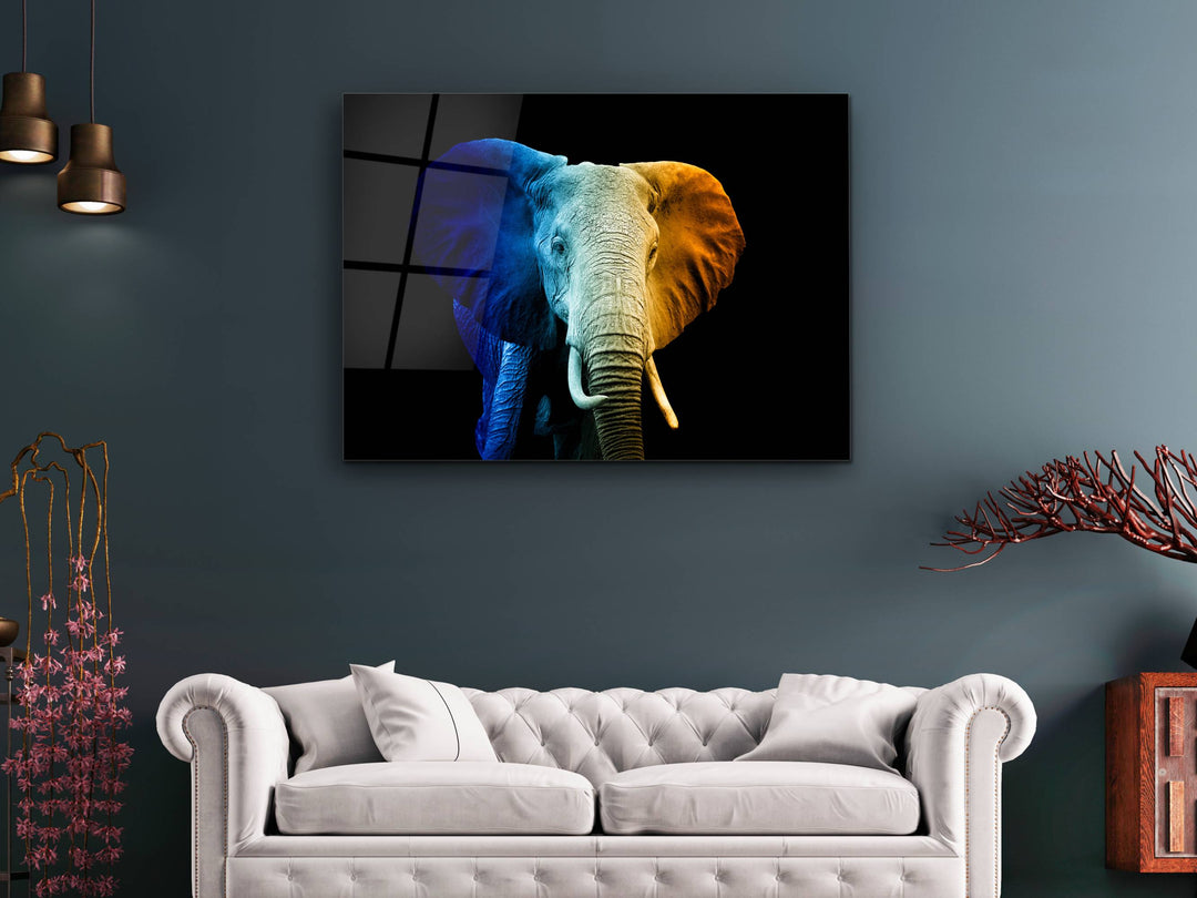 Colorful Elephant Glass Printing Wall Art - Modern Glass Wall Decor