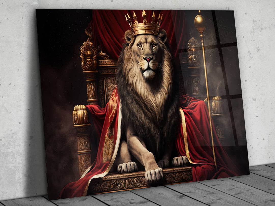 Lion Glass Printing Wall Art - Home Office Wall Decor