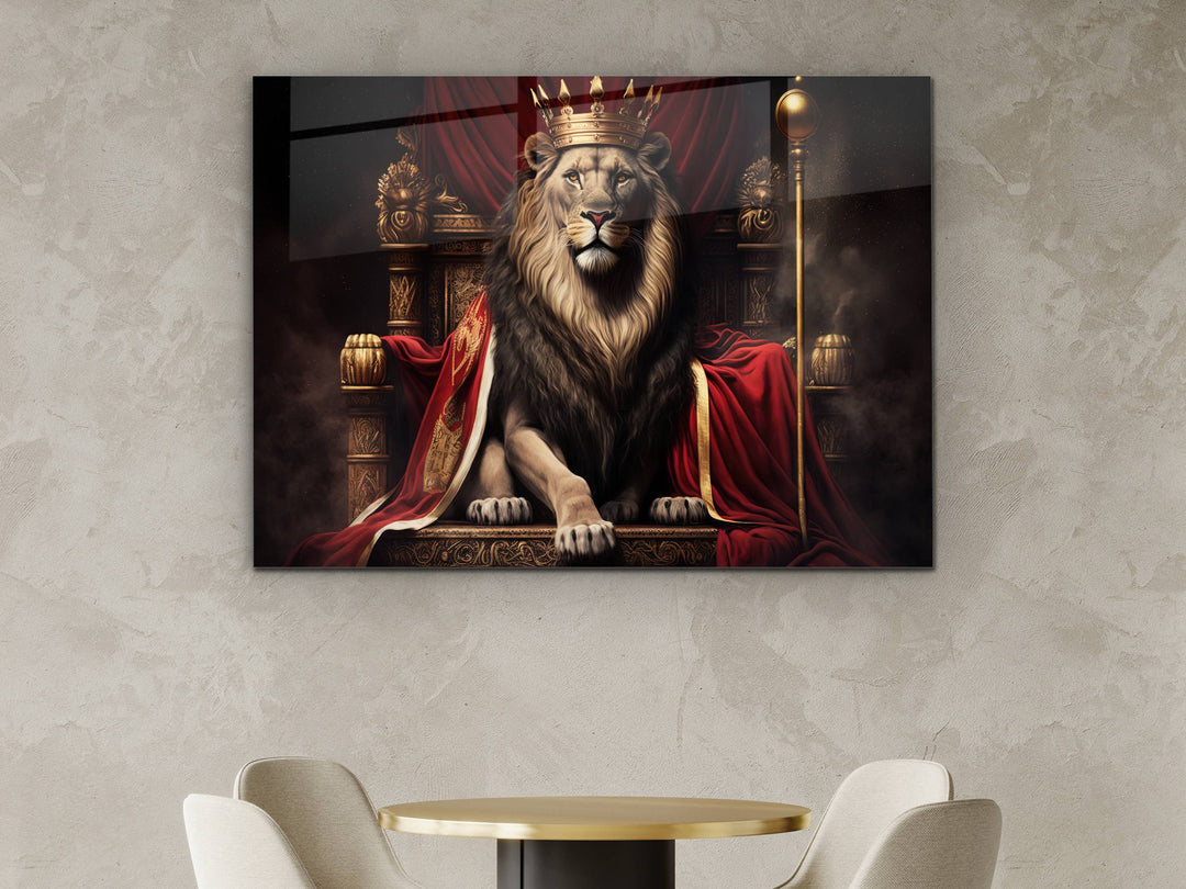 Lion Glass Printing Wall Art - Home Office Wall Decor